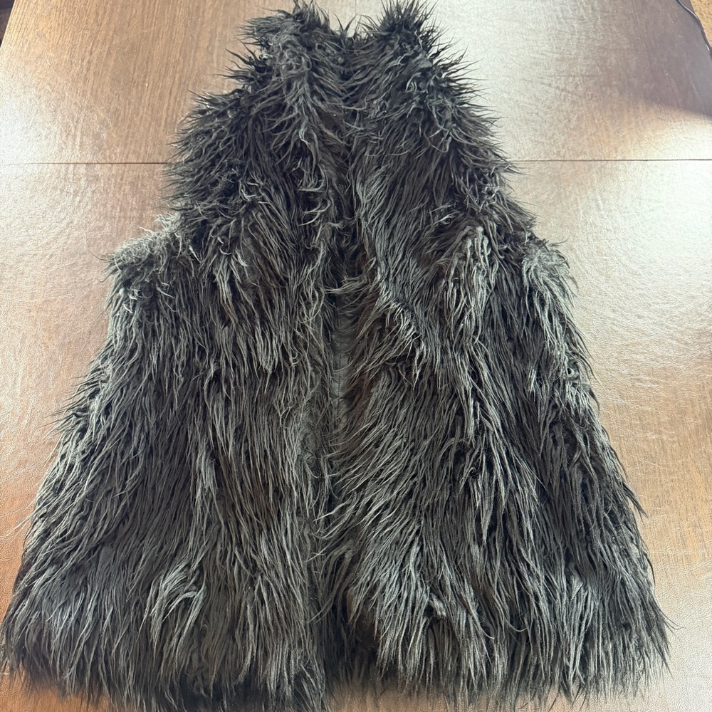 Inc International Concepts Shaggy Vest - Black Sz L